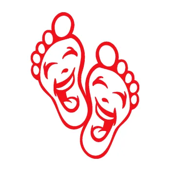 Samolepící dekorace SAMOLEPKA Nožičky 001 pravá s úsměvem (10 - červená) NA AUTO, NÁLEPKA, FÓLIE, POLEP, TUNING, VLASTNÍ TEXT, TISK, AUTOSAMOLEPKY.cz, POLEPY, OBRÁZEK, LOGO, SAMOLEPKY