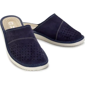 Dívčí obuv Wooline Pánské pantofle semišové, modré Velikost obuvi: 41