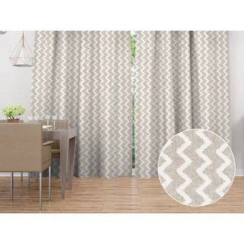 ubrus Dekorační závěs Porto PRT-006 Režný cik-cak - šířka 130 cm 130x160 cm