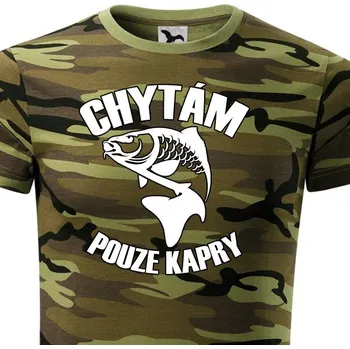 Pánské oblečení STRIKER Tričko Chytám pouze kapry Barva: vz.95 les, Velikost: XXXL