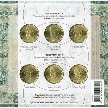 6x20 Kč Běžné Mince - BK Sada Oběžných mincí ke 100.VÝROČÍ VZNIKU ČESKOSLOVENSKA - Rok měny 2019