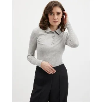 Dámské tričko Světle šedé dámské žíhané polo tričko