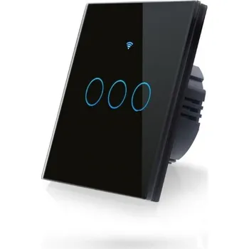 vypínač Chytrý Třítlačítkový Vypínač Světel s Wi-Fi - Černý