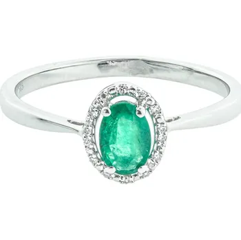 Prsten Zlatý prsten se smaragdem a diamanty FR432402EM