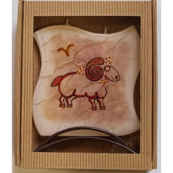 Svíčka Plochá svíčka se stojánkem - beran (Česká svíčka znamení beran)