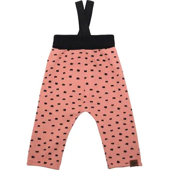 růžové bavlněné kalhoty s odepínacími kšandami