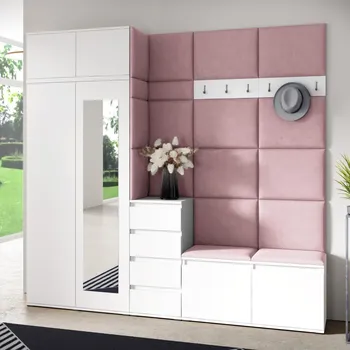 Předsíňová stěna Předsíňová stěna Emi 33 - bílá Barva panelů: Pastelová růžová - Trinity 19