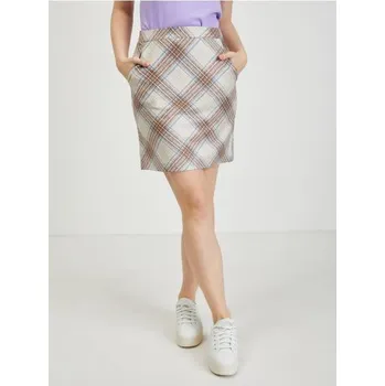 Dámská sukně Béžová dámská károvaná sukně