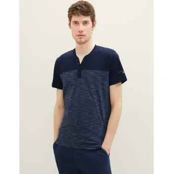 Pánská móda TOM TAILOR PÁNSKÉ HENLEY TRIKO COLORBLOCK-NAVY