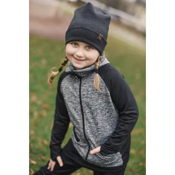 Dámská mikina šedá melírovaná mikina se širokým límcem