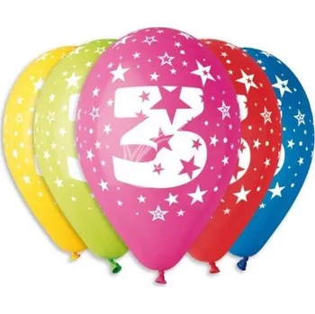 Balónky potisk čísla \"3\" (5ks)