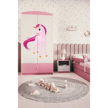 Komoda Dětská skříň Babydreams 90 cm jednorožec růžová II