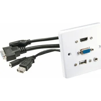 Elektrická zásuvka Čelní panel zásuvky HDMI + VGA + jack3,5mm + USB plast, bílé