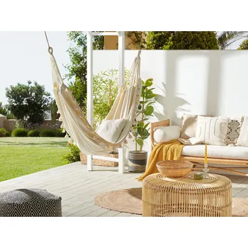 Zahradní houpačka Zahradní houpací síť Béžová houpačka z bavlny a polyesteru hamak Vnitřní venkovní Boho styl Beliani