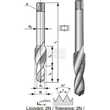 Závitořezný nástroj BUČOVICE 133060 Závitník HSS kombinovaný s vrtákem M6 PN 8/1371
