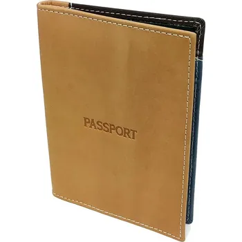 Obal na doklad Kožené pouzdro na doklady a pas světle hnědé-barevné