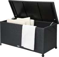 Zahradní úložný box Goleto Úložný box na kolečkách 122 x 56 x 61 cm černý