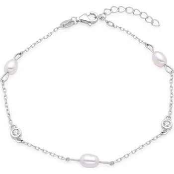 Náramek NUBIS® Stříbrný náramek s přírodními perlami - NB-1173