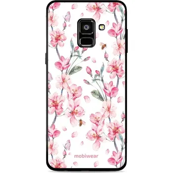 Lesklý kryt Mobiwear Glossy - Samsung Galaxy A8 2018 - G033G - Růžové květy (Prémiové lesklé pouzdro, obal, kryt Mobiwear Glossy na mobil Samsung Galaxy A8 2018 - G033G - Růžové květy, materiál Plast + TPU silikon - krytí po všech stranách, neošoupatelný)