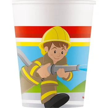 Jednorázové nádobí PROCOS Papírové kelímky Hasiči – dětská párty sada (8 ks)