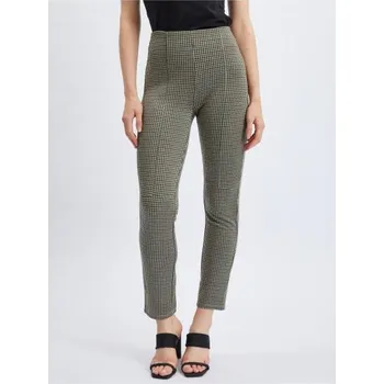 Dámské kalhoty Zelené dámské kostkované kalhoty