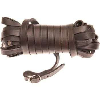 Vodítko pro psa Barvářská šňůra s přezkou - plochá kůže 14 mm, hnědá