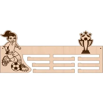 věšák na medaile VypálímTi.cz Dřevěný věšák na medaile - Dívčí fotbal Přidat jméno
