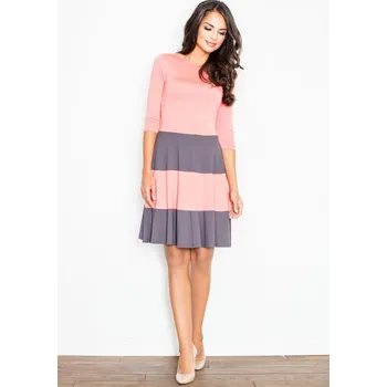 Dámská móda Šaty áčkového střihu s 3/4 rukávy M279 Barva: Korálová, Velikost: XL
