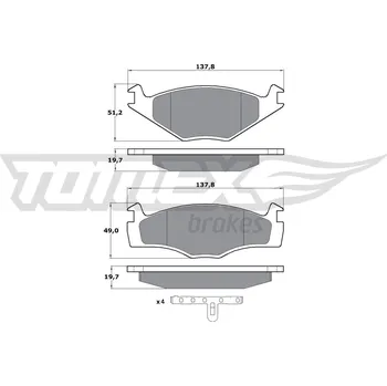 Brzdová destička Sada brzdových destiček, kotoučová brzda TOMEX Brakes TX 10-53