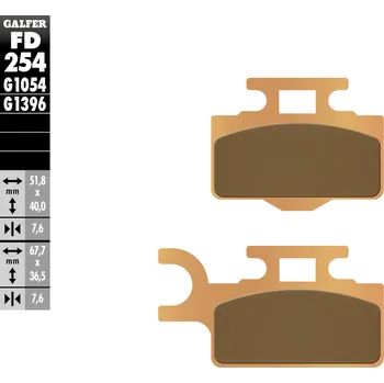 Brzdová destička GALFER brzdové destičky KH302 sintrované barva zlatá OFF ROAD (KX65 přední) (GALFER brzdové destičky KH302 sintrované barva zlatá OFF ROAD (KX65 přední))