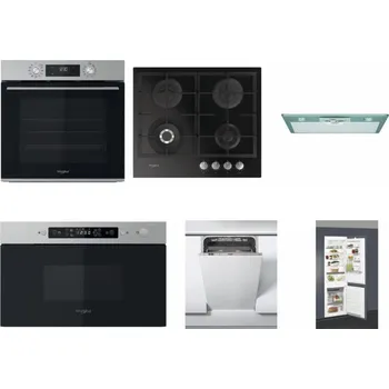 Set domácích spotřebičů WHIRLPOOL OMK58CU1SX + WHIRLPOOL GOFL 629/NB + WHIRLPOOL AKR 650/1 IX + WHIRLPOOL MBNA910X + WHIRLPOOL WSIC 3M27 C + WHIRLPOOL ART 66112
