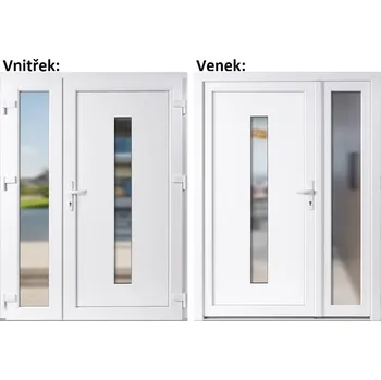 Vchodové dveře Dvoukřídlé vchodové dveře plastové Soft Hana+Sklo Nisip, Bílá/bílá, 150x200 cm, pravé