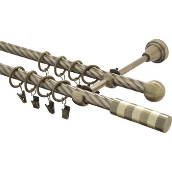 Garnýž Garnýž kovová 140 cm kroucená dvouřadá - dvojitá 16 Sigma mosaz