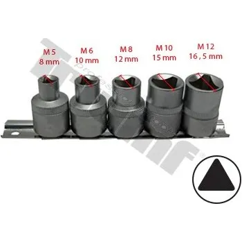 Gola sada Sada 1/2" nástrčných hlavic 5dílná, trojúhelníkový tvar M5-12mm