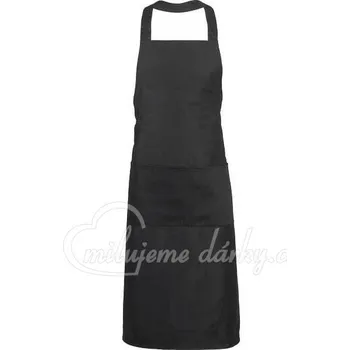 Kuchyňská zástěra Dlouhá klasická zástěra s laclem a kapsami, černá