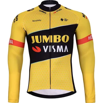 cyklistický dres BONAVELO Cyklistický dres s dlouhým rukávem zimní - JUMBO-VISMA 2025 WNT - žlutá/černá