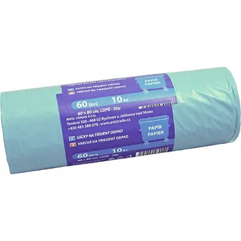 Pytle na odpadky Sáčky na tříděný odpad 60x80, 60 litrů - modré / 10 ks