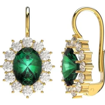 Šperk Couple, Velkolepé náušnice Diana se zelenými zirkony, žluté zlato, náušnice, 585-52-3-0502.0Z00.0.00.106