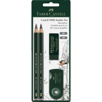 Grafitová tužka FABER-CASTELL grafitové tužky CASTELL 9000 JUMBO, 2ks + příslušenství
