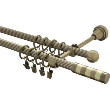 Garnýž kovová 170 cm rýhovaná dvouřadá - dvojitá 16 Sigma mosaz