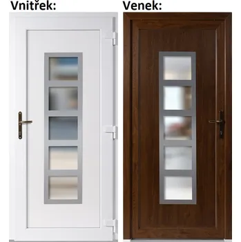 Vchodové dveře Plastové vchodové dveře Soft Lucy Inox zlatý dub/bílá 100x210 cm, pravé