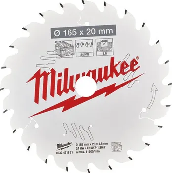 Pilový kotouč MILWAUKEE Pilový kotouč 165x20 z24x1,6mm ATB