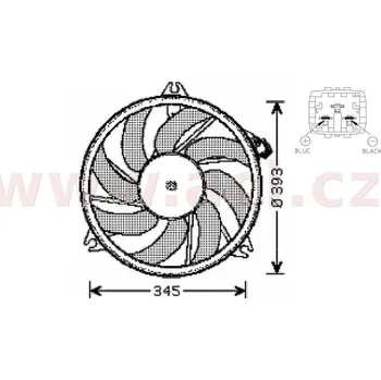 Sahara klimatizace sahara (vrtule 393 mm+držák+motor) 1.1i 8V, 1.4i 16V, 1.6i 16V, 2.0i 16V, 1.9D (všechny +AC) čtvercový konektor, kolíky vedle sebe (s CA)