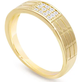 Prsten biju Pozlacený dámský prsten 14k zlatem, ozdobený zirkony ve tvaru čtverce 4000321 Velikost prstenu - obvod: 54 mm