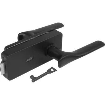 Nábytkové kování MPK - UNIQUE R8 - ZÁMEK na sklo s klikou ORCHIDE - BBQ kování na sklo BBQ otvor BS - Černá matná