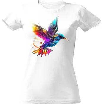 Dámské tričko Tričko s potiskem Kolibřík - barevný pták dámské