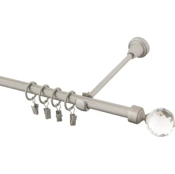 Garnýž kovová 190 cm rýhovaná jednořadá 16 Koule crystal chrom mat