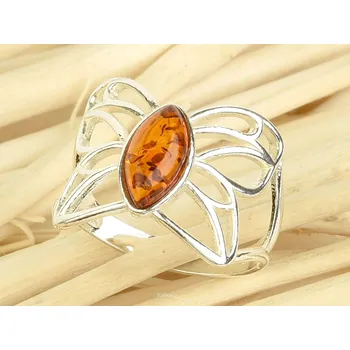 Prsten Prsten s jantarem medový motýl Ag 925/1000