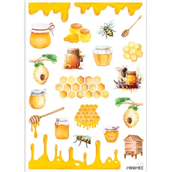 Dětské zboží MINIMEE Papírové samolepky v aršíku A5 Med