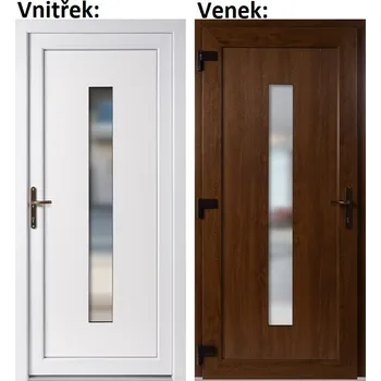 Vchodové dveře Plastové vchodové dveře Soft Hana, Zlatý dub/bílá, 100x210 cm, levé, otevírání VEN